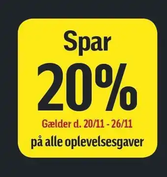 Føtex Spar 20% på alle oplevelsesgaver tilbud
