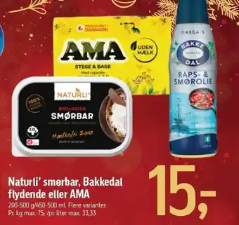 Føtex Naturli' smørbar, bakkedal flydende eller ama tilbud