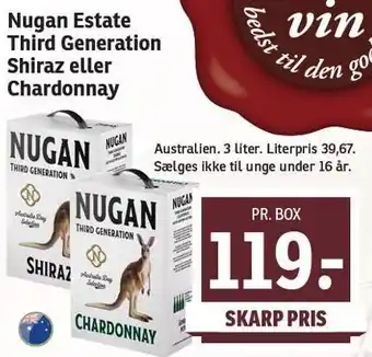 SPAR Nugan estate third generation shiraz eller chardonnay tilbud