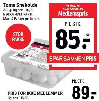 SPAR Toms snebolde tilbud
