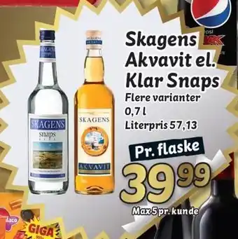 Fakta Tyskland Skagens akvavit el. klar snaps tilbud