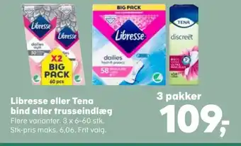 Libresse eller Tena bind eller trusseindlæg