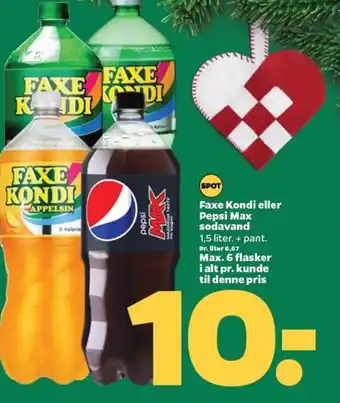 Netto Faxe Kondi eller Pepsi Max sodavand 1,5 liter. tilbud