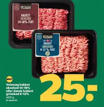 Netto Velsmag hakket oksekød 14-18% eller dansk hakket grisekod 8-12% tilbud