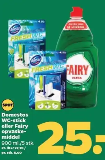 Domestos WC-stick eller Fairy opvaske-middel