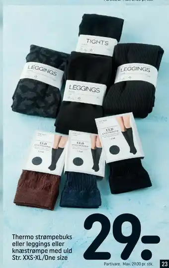 REMA 1000 Thermo strømpebuks eller leggings eller knæstrømpe med uld tilbud