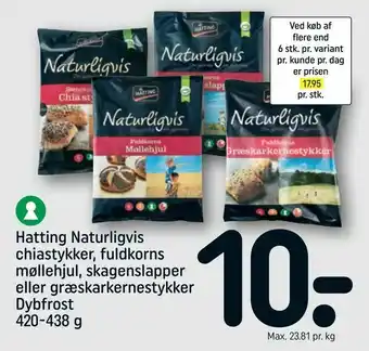 REMA 1000 Hatting Naturligvis chiastykker, fuldkorns møllehjul, skagenslapper eller græskarkernestykker tilbud