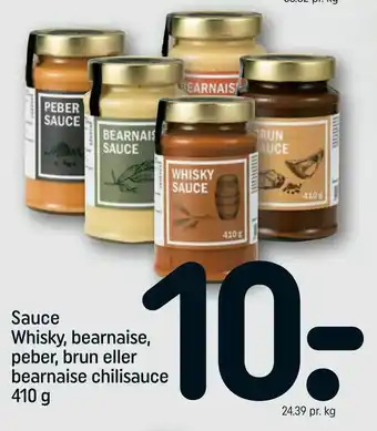 REMA 1000 Sauce Whisky, bearnaise, peber, brun eller bearnaise chilisauce tilbud
