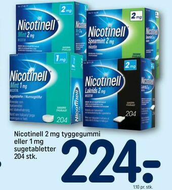 Nicotinell 2 mg tyggegummi eller 1 mg sugetabletter