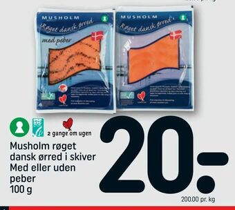 REMA 1000 Musholm røget dansk ørred i skiver Med eller uden peber tilbud