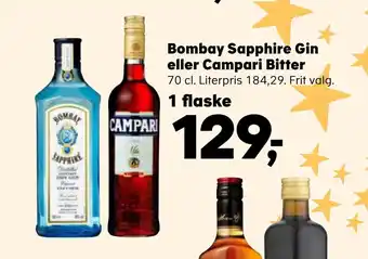 Kvickly Bombay sapphire gin eller campari bitter tilbud