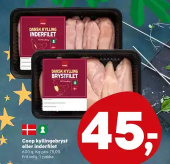 Kvickly Coop kyllingebryst eller inderfilet tilbud