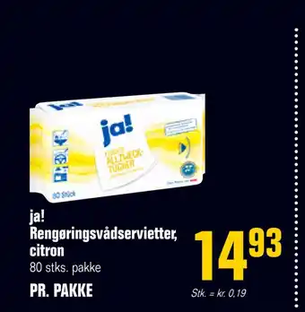 Ja! rengøringsvådservietter, citron
