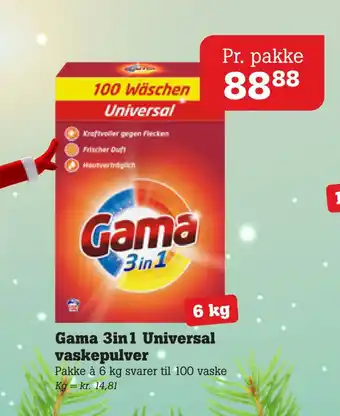 Gama 3in1 universal vaskepulver