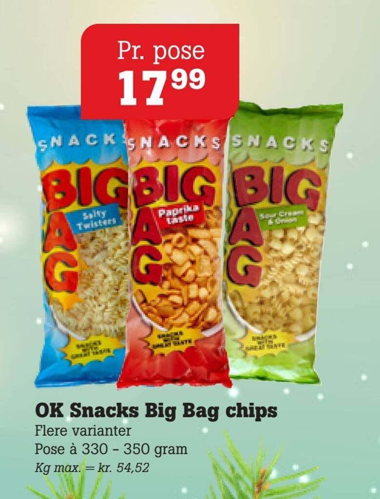 Ok snacks big bag chips tilbud hos Poetzsch