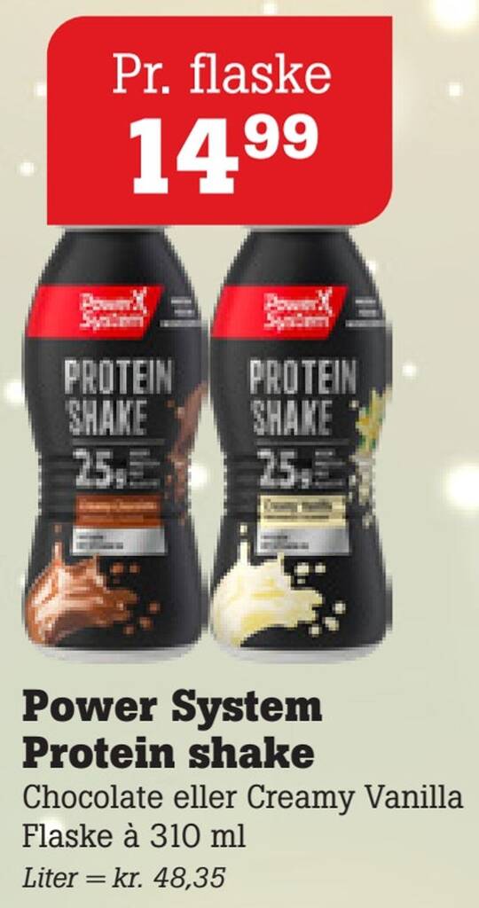 Power system protein shake tilbud hos Poetzsch