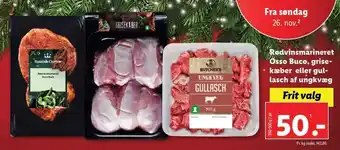 Lidl Rødvinsmarineret Össo Buco, grise- kæber eller gul-lasch af ungkvæg tilbud