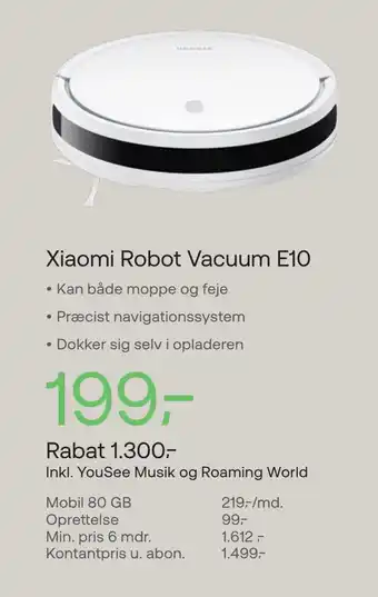 YouSee Xiaomi robot vacuum e10 tilbud