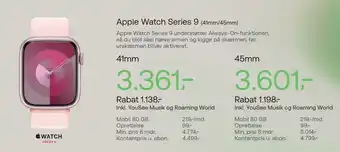YouSee Apple watch series 9 (41mm/45mm) tilbud