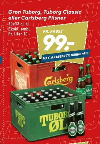 Bilka Grøn tuborg, tuborg classic eller carlsberg pilsner tilbud