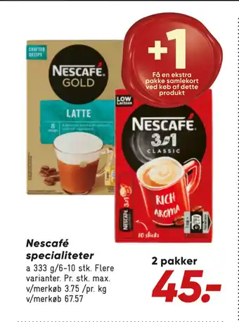 Bilka Nescafé specialiteter 2 pakker tilbud