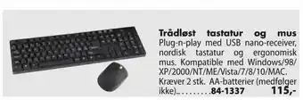 Trådløst tastatur og mus