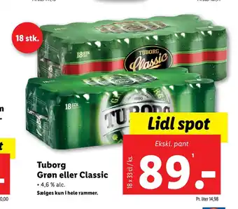 Lidl Tuborg grøn eller classic tilbud