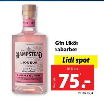 Lidl Gin likör rabarber tilbud