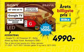 Bilka Sony kd55x75wl tilbud