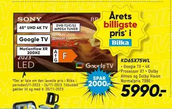 Bilka Sony kd65x75wl tilbud