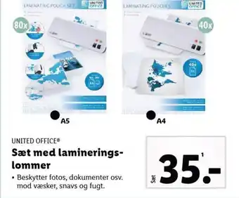 Lidl UNITED OFFICE Sæt med laminerings-lommer tilbud