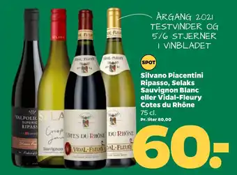 Silvano piacentini ripasso, selaks sauvignon blanc eller vidal-fleury cotes du rhône
