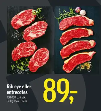 Føtex Rib eye eller entrecotes tilbud