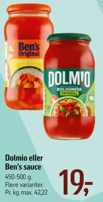 Føtex Dolmio eller ben's sauce tilbud