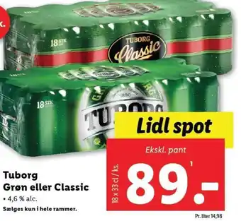 Lidl Tuborg Grøn eller Classic tilbud