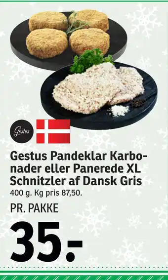 SPAR Gestus pandeklar karbonader eller panerede xl schnitzler af dansk gris tilbud