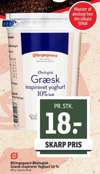 SPAR Øllingegaard økologisk græsk inspireret yoghurt 10 % tilbud