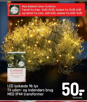 REMA 1000 Led lyskæde 96 lys til uden- og indendørs brug med ip44 transformer tilbud