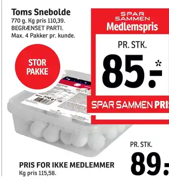 SPAR Toms snebolde tilbud