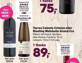 Torres celeste crianza el. riesling woixheim grand cru