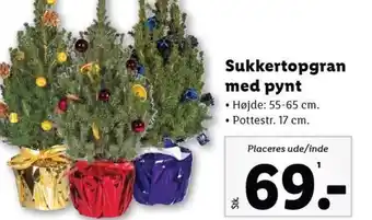 Sukkertopgran med pynt