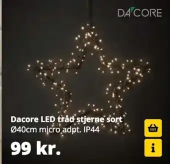 Dacore LED tråd stjerne sort Ø40cm micro adpt. IP44