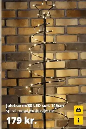 Juletræ m/80 LED sort 145cm