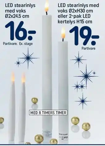 REMA 1000 Led stearinlys med voks eller2-pak led kertelys tilbud