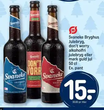 REMA 1000 Svaneke bryghus julebryg, don´t worry alkoholfri julebryg eller mørk guld jul 50 cl ex. pant tilbud