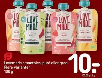 REMA 1000 Lovemade smoothies, puré eller grød flere varianter tilbud
