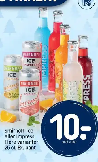 REMA 1000 Smirnoff ice eller impress tilbud