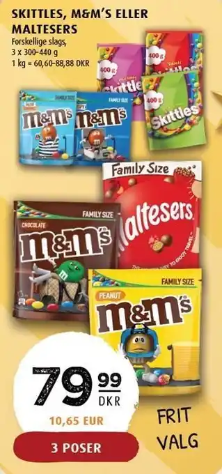 Scandinavian Park Skittles, m&m's eller maltesers tilbud