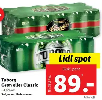 Lidl Tuborg Grøn eller Classic tilbud