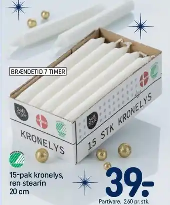 REMA 1000 15-pak kronelys, ren stearin 20 cm tilbud